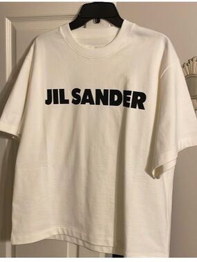 Jil Sander White Tee with Black Logo